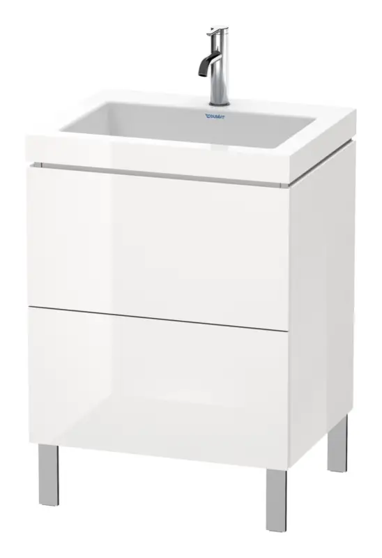 Duravit L-Cube c-bonded Komplett-Set mit 2 Auszügen mit Hahnloch ohne Überlauf 600 x 698 x 480 mm - Weiß Hochglanz Lack Aktuell