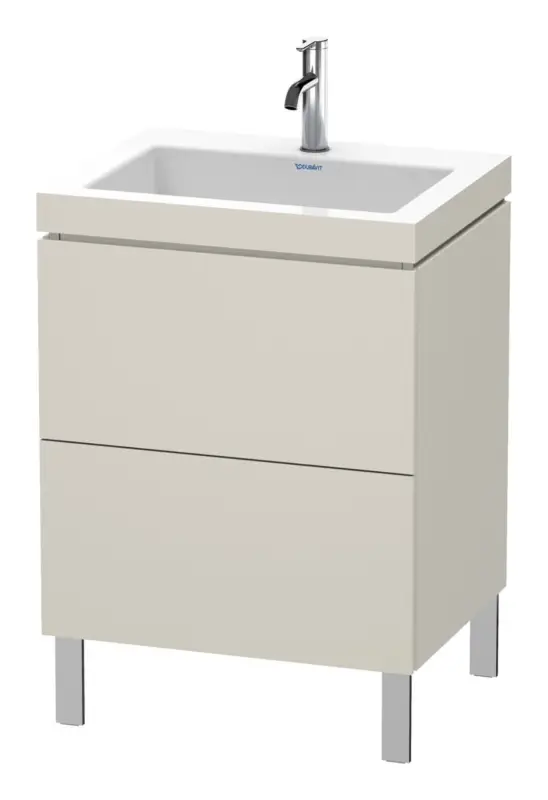 Letzte Chance Duravit L-Cube c-bonded Komplett-Set mit 2 Auszügen mit Hahnloch ohne Überlauf 600 x 698 x 480 mm - Taupe Matt