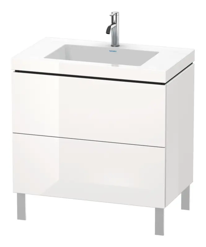 Duravit L-Cube c-bonded Komplett-Set mit 2 Auszügen ohne Hahnloch ohne Überlauf 800 x 698 x 480 mm - Betongrau Matt Preisreduziert