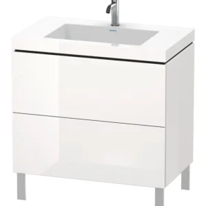 Zertifiziert Duravit L-Cube c-bonded Komplett-Set mit 2 Auszügen ohne Hahnloch ohne Überlauf 800 x 698 x 480 mm - Basalt Matt