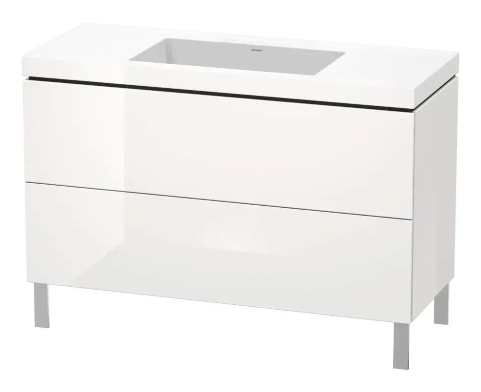 Duravit L-Cube c-bonded Komplett-Set mit 2 Auszügen ohne Hahnloch ohne Überlauf 1200 x 698 x 480 mm - Weiß Hochglanz Dekor Nur Für Kurze Zeit
