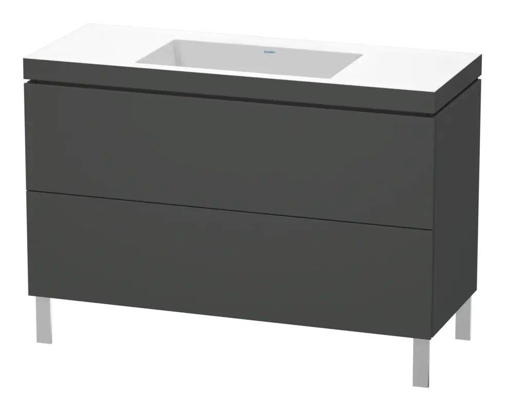 Duravit L-Cube c-bonded Komplett-Set mit 2 Auszügen ohne Hahnloch ohne Überlauf 1200 x 698 x 480 mm - Graphit Matt Top-Seller