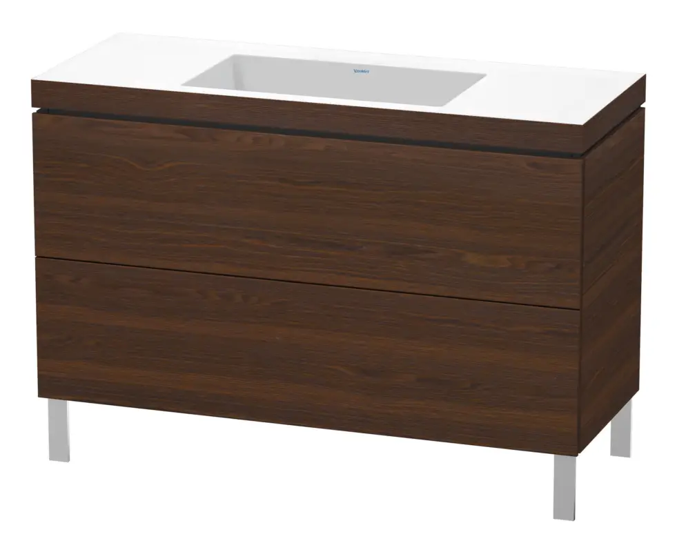 Duravit L-Cube c-bonded Komplett-Set mit 2 Auszügen ohne Hahnloch ohne Überlauf 1200 x 698 x 480 mm - Nussbaum gebürstet Matt Markenprodukt