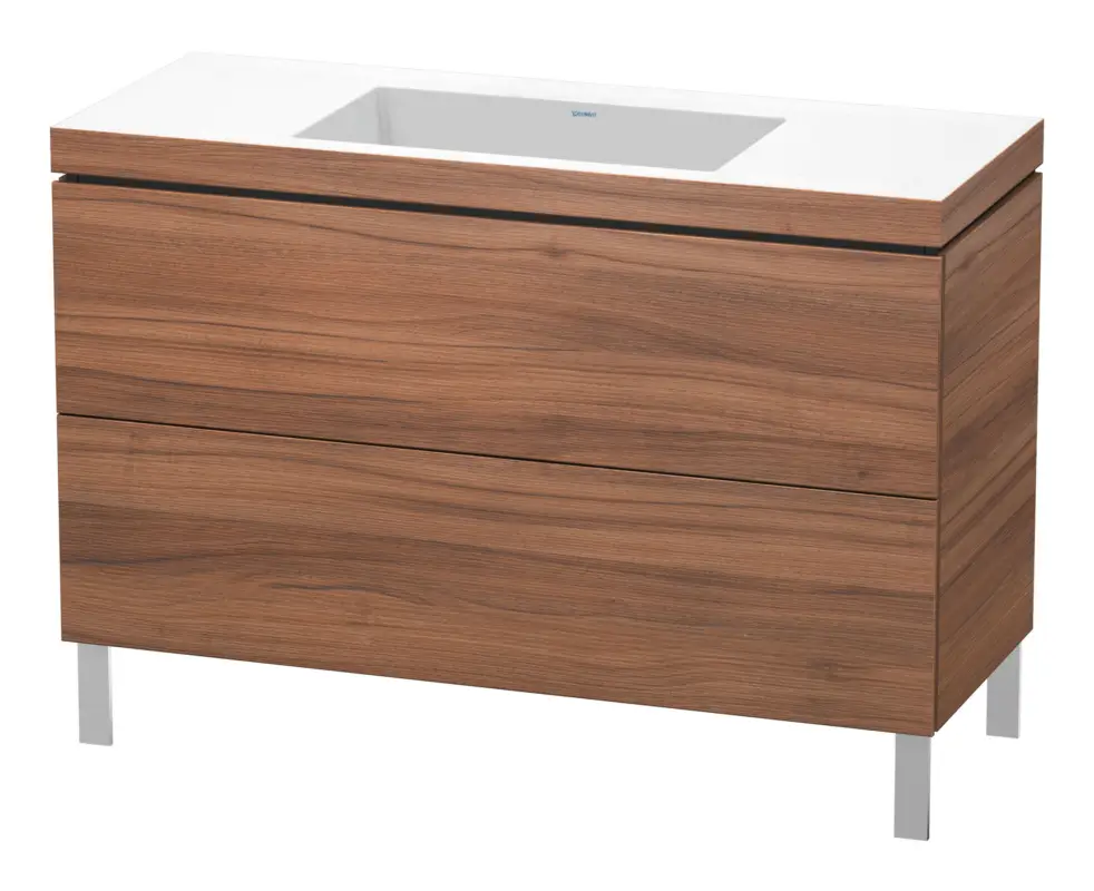 Sonderaktion Duravit L-Cube c-bonded Komplett-Set mit 2 Auszügen ohne Hahnloch ohne Überlauf 1200 x 698 x 480 mm - Nussbaum Matt