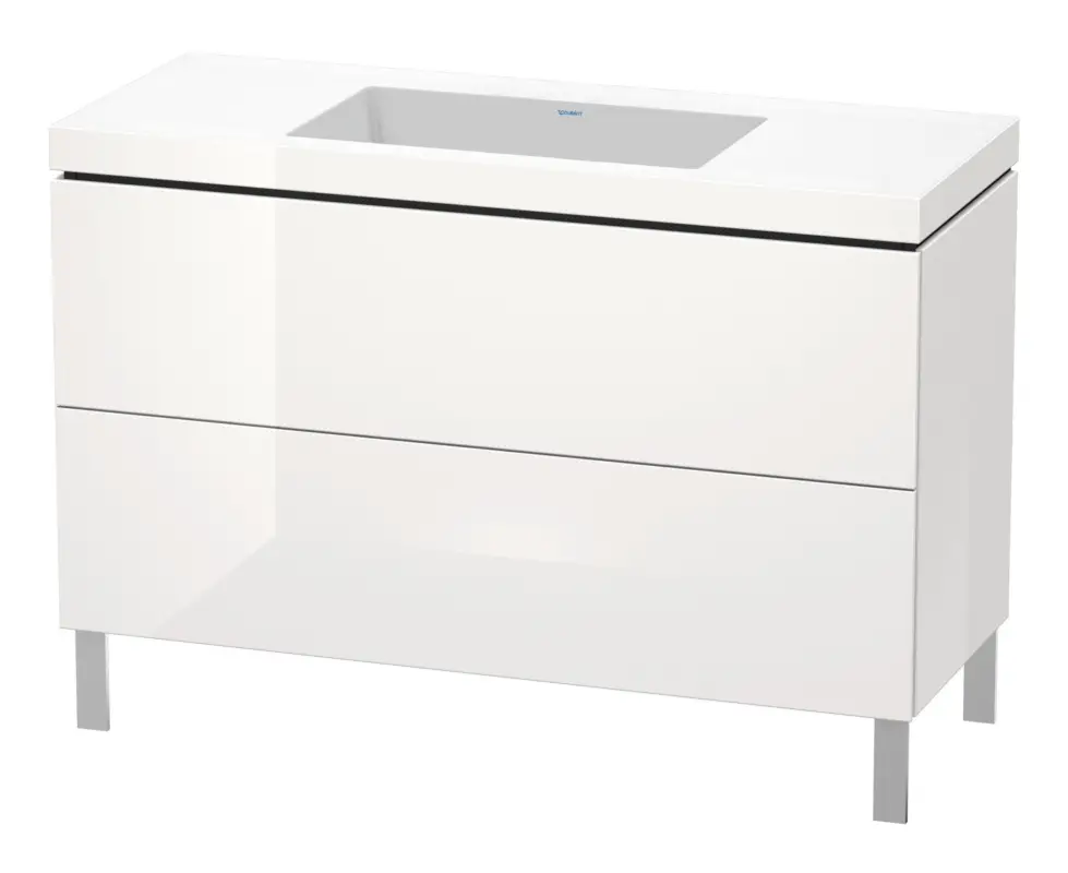 Duravit L-Cube c-bonded Komplett-Set mit 2 Auszügen ohne Hahnloch ohne Überlauf 1200 x 698 x 480 mm - Weiß Hochglanz Lack Ausverkauf