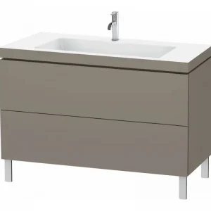 Abverkauf Duravit L-Cube c-bonded Komplett-Set mit 2 Auszügen mit Hahnloch ohne Überlauf 1200 x 698 x 480 mm - Flanellgrau Seidenmatt Lack