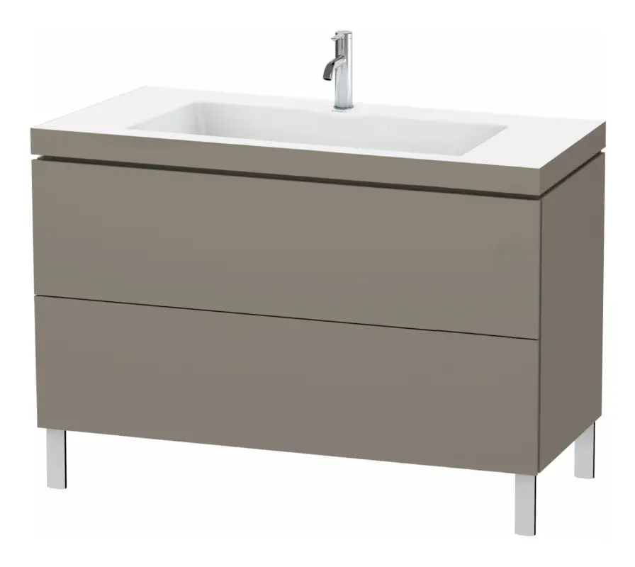 Abverkauf Duravit L-Cube c-bonded Komplett-Set mit 2 Auszügen mit Hahnloch ohne Überlauf 1200 x 698 x 480 mm - Flanellgrau Seidenmatt Lack