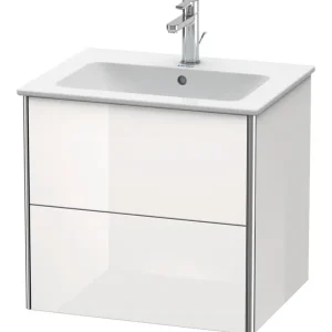 Zertifiziert Duravit XSquare Waschtischunterschrank mit 2 Auszügen 610 x 560 x 478 mm - Flanellgrau Hochglanz Lack
