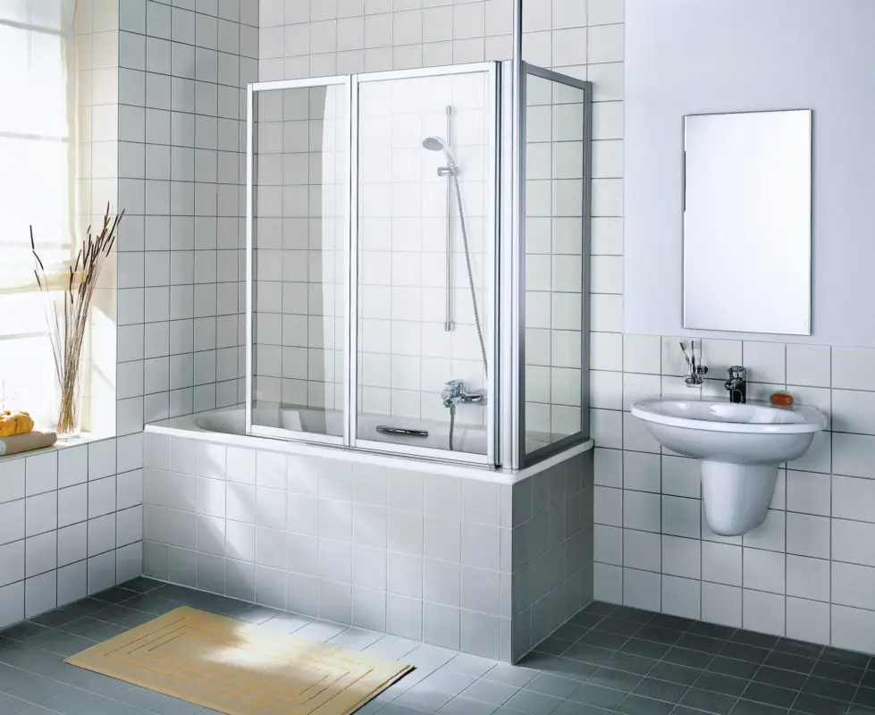Geprüft Kermi Vario 2000 Badewannenseitenwand Klarglas hell KermiClean Weiß 70cm x 140cm Montage auf Badewanne