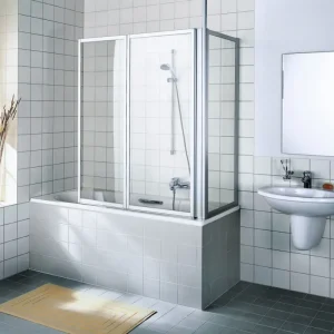 Garantierte Lieferung Kermi Vario 2000 Badewannenseitenwand Milchglas SR Opaco Silber Mattglanz 70cm x 140cm Montage auf Badewanne