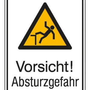 Jetzt Bestellen SafetyMarking Warnschild Alu geprägt Absturzgefahr 262 x 371 mm