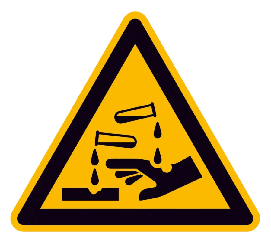 Neue Ware SafetyMarking Warnschild Alu 200 mm vor ätzenden Stoffen