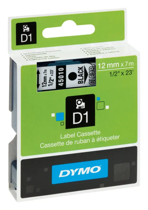 Dymo Schriftband 45010 schwarz / transparent 12 mm x 7m Mega-Angebot