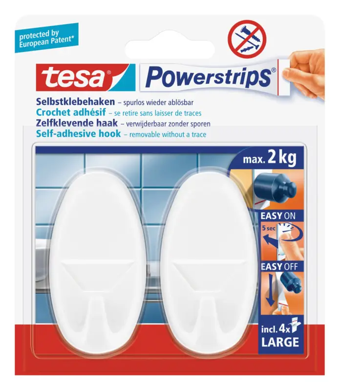 Tesa Powerstrips Haken Large Oval chrom Nur Heute