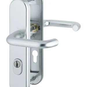 Hoppe Paris Aluminium-Schutz-Langschild-Türgriff-Garnitur 138L/3332ZA/3310, Profilzylinder, mit Zylinder-Abdeckung für Außen-/Wohnungsabschluss-Türen (42-47 mm) - silberfarben Top-Preis