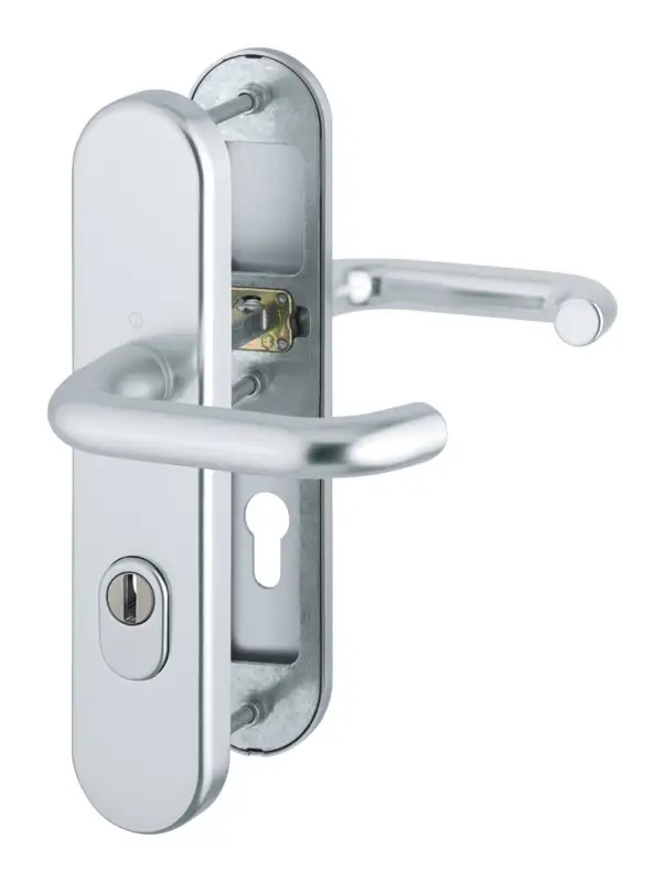 Hoppe Paris Aluminium-Schutz-Langschild-Türgriff-Garnitur 138L/3332ZA/3310, Profilzylinder, mit Zylinder-Abdeckung für Außen-/Wohnungsabschluss-Türen (42-47 mm) - silberfarben Top-Preis