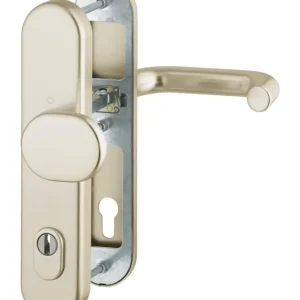 Markenprodukt Hoppe Paris Aluminium-Schutz-Langschild-Wechsel-Garnitur 86G/3332ZA/3310/138, Profilzylinder, mit Zylinder-Abdeckung für Außen-/Wohnungsabschluss-Türen (67-72 mm) - neusilberfarben