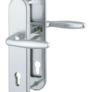 Jetzt Bestellen Hoppe Verona Aluminium-Schutz-Langschild-Türgriff-Garnitur 1510/3331/3310, Profilzylinder, für Außen-/Wohnungsabschluss-Türen (67-72 mm) - silberfarben