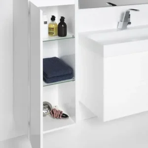 Ausverkauf Repabad Cube Schrank 106 x 35 cm - Weiß Glanz