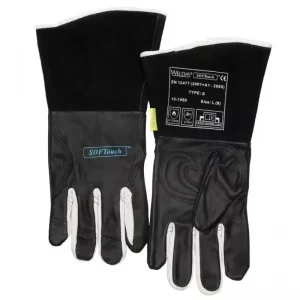 5-Finger-Schweißerhandschuhe WELDAS 10-1050 L WIG/TIG aus Rind-Vollleder mit weißen Ziegen-Vollleder an den Fingerseiten, L=35 cm, Gr. 9 (1 Paar) Neuheit