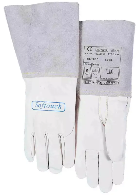 5-Finger-Schweißerhandschuhe WELDAS 10-1005 L WIG/TIG aus Top-Kalbs-Vollleder mit verstärkten Daumen, L=35 cm, Gr. 9 (1 Paar) Highlight