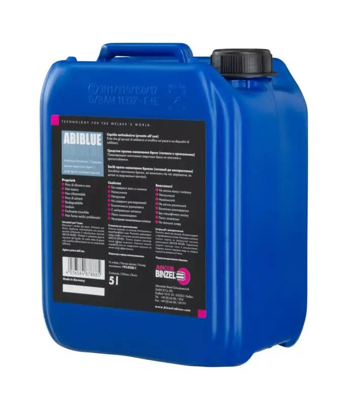 Anti-Spritzer-Trennmittel ABIBLUE 5 lt. Emulsion (Farbindikator, unbrennbar & silikonfrei) für Anwendung am Schweißmaterial Sonderangebot
