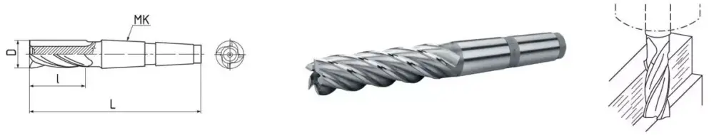 Angebot HSS Co5-Schaftfräser mit Morsekegel DIN 845 Ø 16,0 mm, MK 2 (lang)