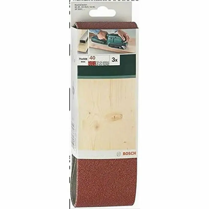 Versand Am Gleichen Tag Bosch Schleifband 3 Stück, 75 x 508 mm, Körnung 40 für Bandschleifer