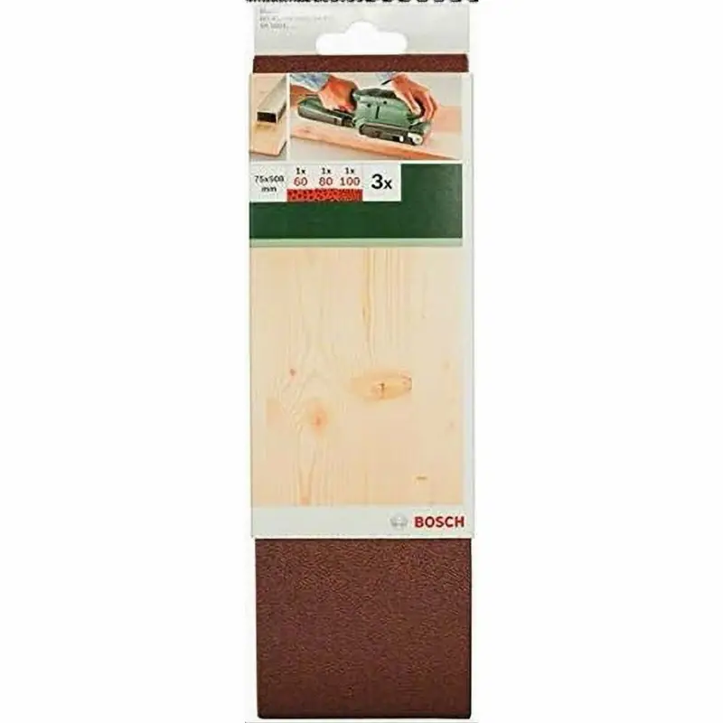 Bosch Schleifband 3 Stück, 75 x 508 mm Körnung 60 / 80 / 100für Bandschleifer Must-Have