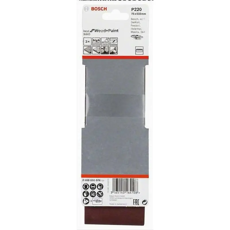 Günstig Bosch Schleifband 3 Stk.K220 Holz/Farbe 75x533mm ProfessinelBandschleifer