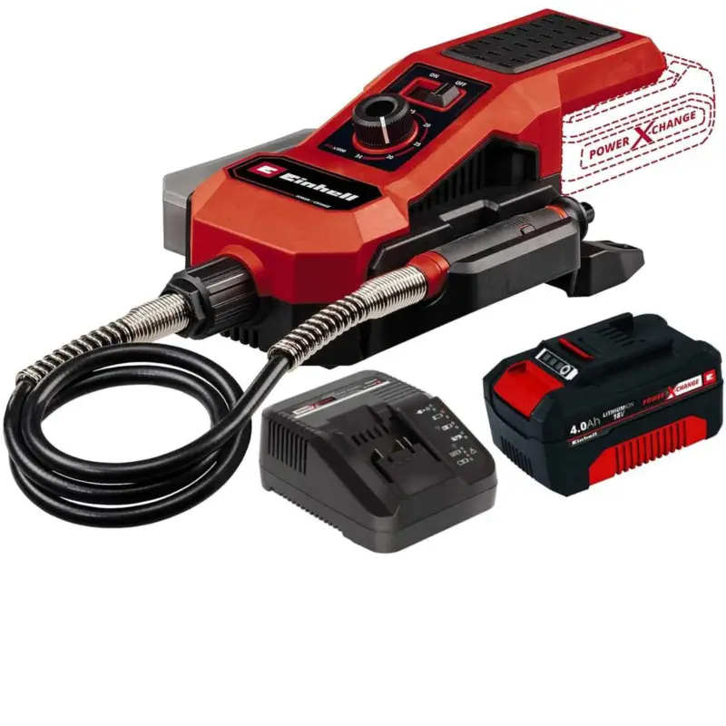 Einhell Akku-Schleif-/Gravur-Werkzeug TE-MT 18/34 Li (18 V,, mit Akku 4.0 Ah / Ladegerät92 cm Welle mit Gravurstift, Drehzahlregulierung, inkl. 55-tlg. Zubehör-Set Expressversand
