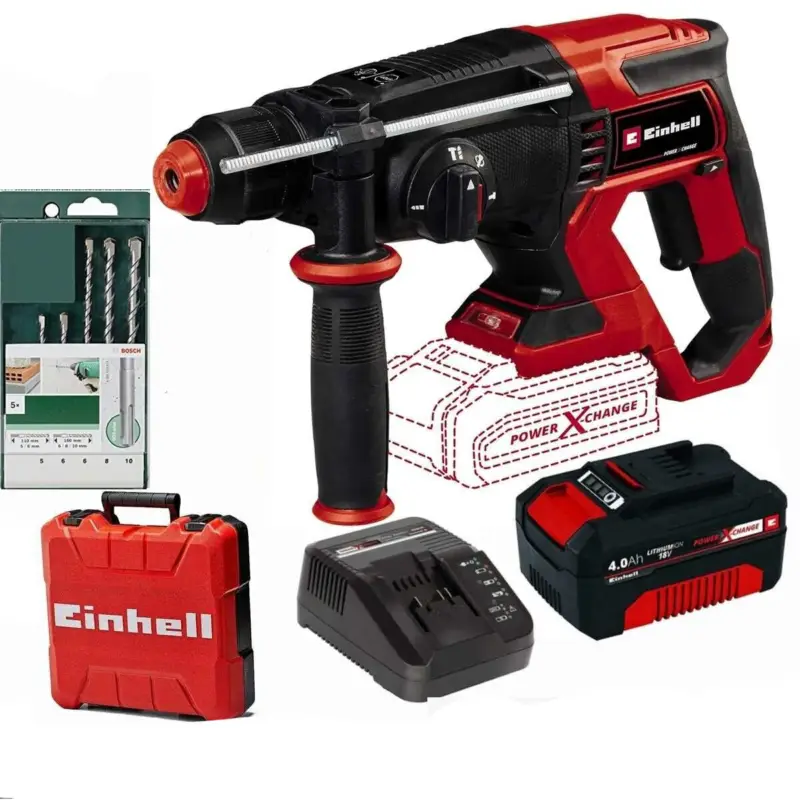 Einhell Bohrhammer TE-HD 18/20 Li- 18V Akku 4.0 Ah + Boschl Bohrer Set 5 tlg. Sofort Bestellen