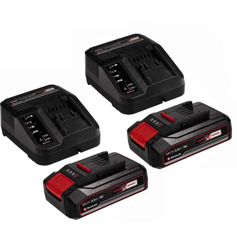 Finale Aktion 2 x Original Einhell 2.5 Ah Akku und 2 x Ladegerät Power X-Change Li-Ion, 18 V