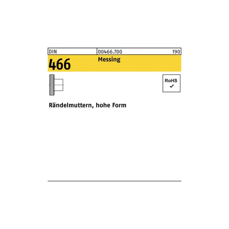 Saisonangebot Rändelmutter DIN 466 hohe FormM6 Messing 50 Stück